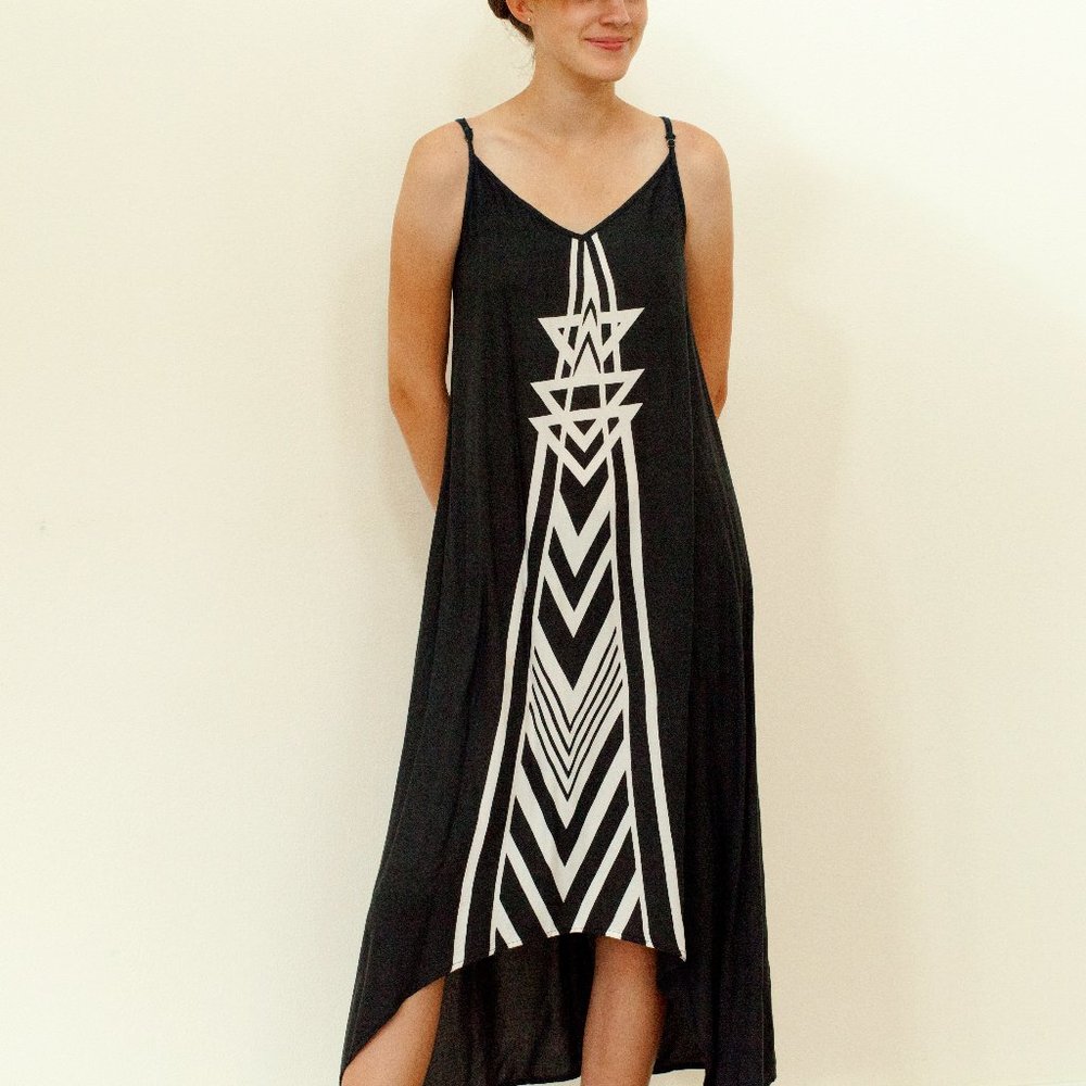 Billabong Aztec Pattern Embroidered Maxi Dress Small